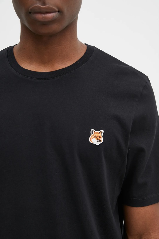 Maison Kitsuné t-shirt bawełniany Fox Head Patch Regular Tee Shirt czarny LM00104KJ0008