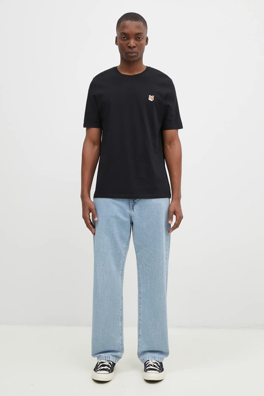Maison Kitsuné t-shirt bawełniany Fox Head Patch Regular Tee Shirt LM00104KJ0008 czarny