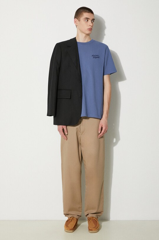 Maison Kitsuné t-shirt bawełniany Handwriting Comfort Tee Shirt MM00126KJ0118 niebieski AA00
