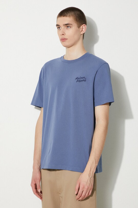 Maison Kitsuné t-shirt bawełniany Handwriting Comfort Tee Shirt niebieski MM00126KJ0118