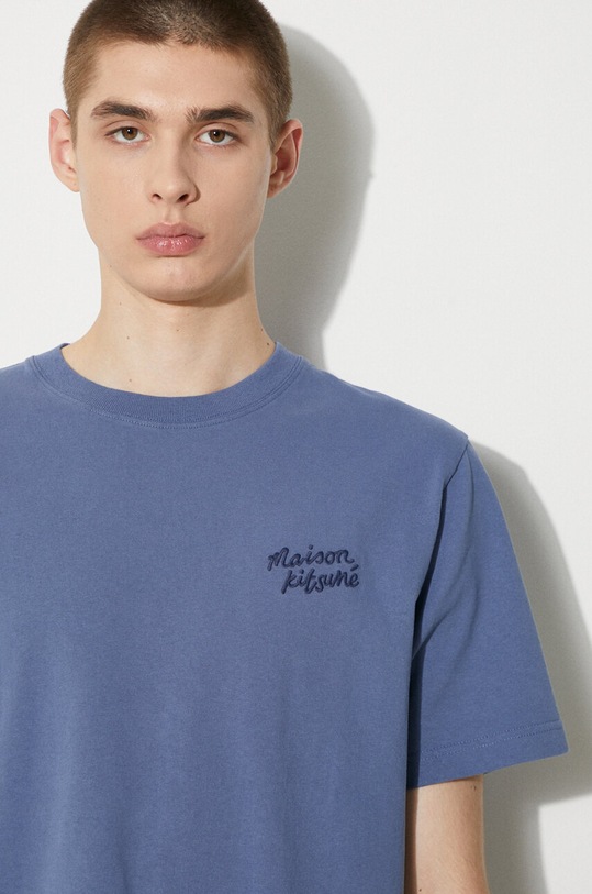 Maison Kitsuné cotton t-shirt Handwriting Comfort Tee Shirt MM00126KJ0118 blue