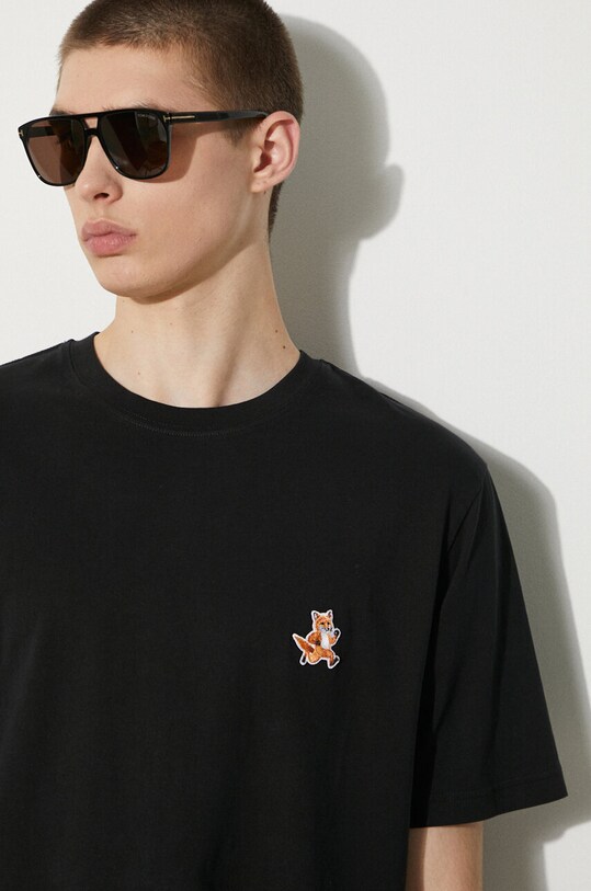 Bavlněné tričko Maison Kitsuné Speedy Fox Patch Comfort Tee Shirt MM00125KJ0008 černá