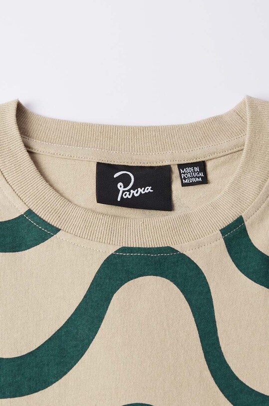 by Parra cotton t-shirt Sound Waved 51310 beige SS24