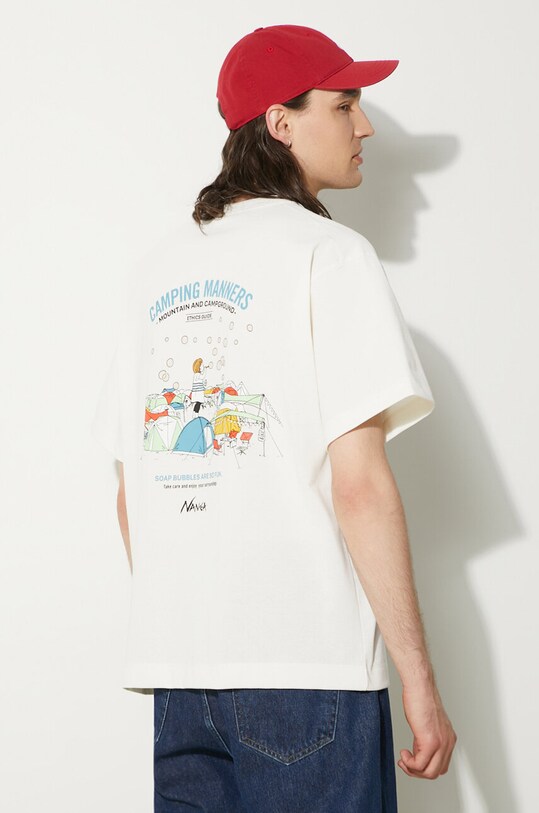 Ρούχα Μπλουζάκι Nanga Eco Hybrid Camping Manners Soap Bubbles Tee NW2411.1G801.A λευκό