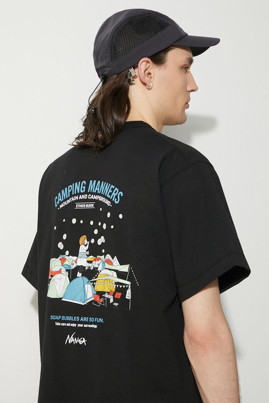 Tričko Nanga Eco Hybrid Camping Manners Soap Bubbles Tee relaxed černá NW2411.1G801.A