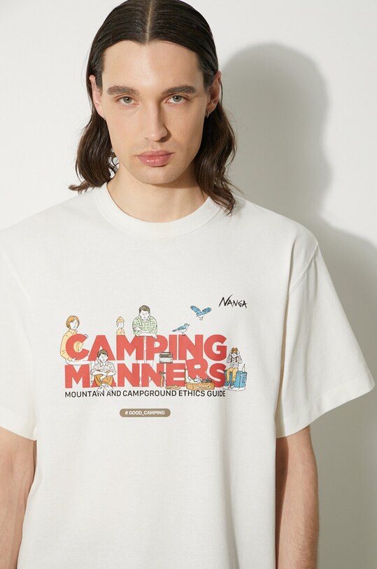 Nanga t-shirt Eco Hybrid Camping Manners Wild Animals Tee NW2411.1G800.A biały