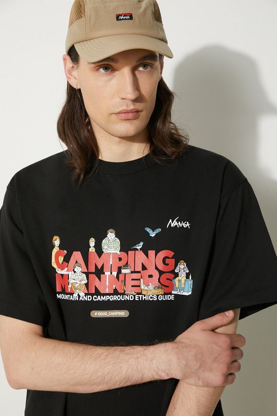 Μπλουζάκι Nanga Eco Hybrid Camping Manners Wild Animals Tee χαλαρό μαύρο NW2411.1G800.A