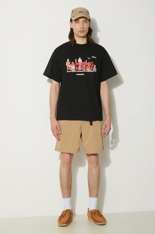 Nanga t-shirt Eco Hybrid Camping Manners Wild Animals Tee NW2411.1G800.A black SS24
