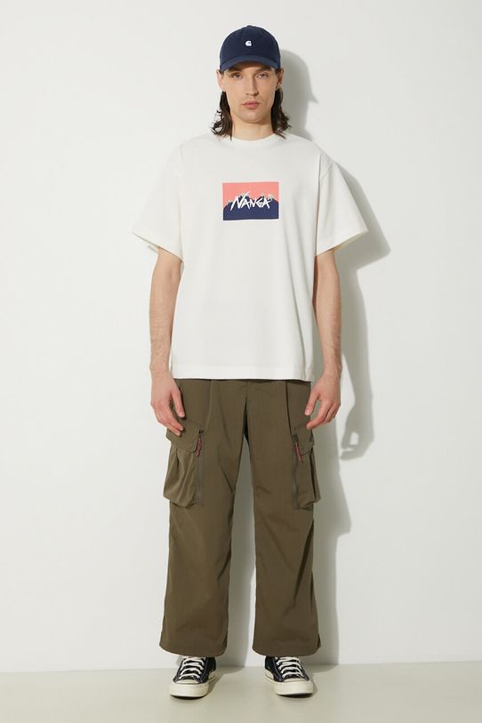 Тениска Nanga Nanga × Jerry Ukai Eco Hybrid Nanga Logo Tee NW2411.1G805.C бял SS24