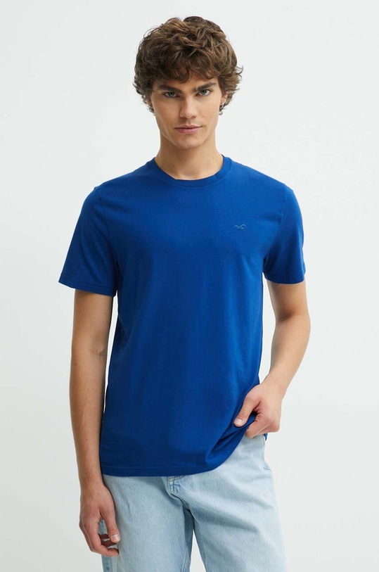Bavlnené tričko Hollister Co. jednofarebný modrá KI324.4089.222