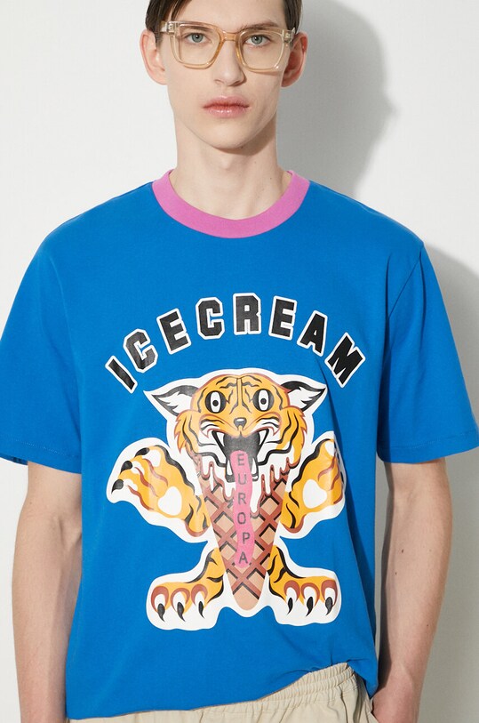 Бавовняна футболка ICECREAM Tiger IC24237 блакитний