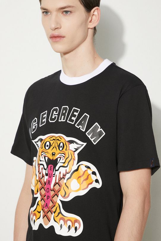 Памучна тениска ICECREAM Tiger IC24237 черен