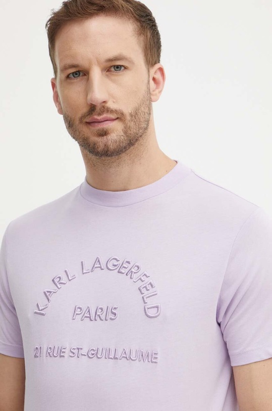 Karl Lagerfeld t-shirt bawełniany regular fioletowy 542224.755081
