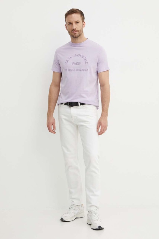 Karl Lagerfeld t-shirt bawełniany fioletowy 542224.755081
