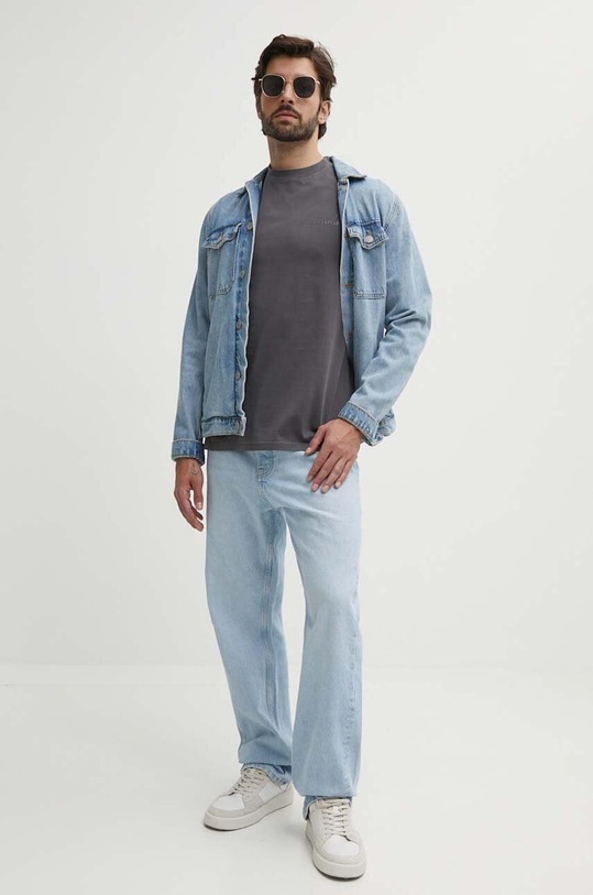 Бавовняна футболка Karl Lagerfeld 542252.755172 сірий SS24