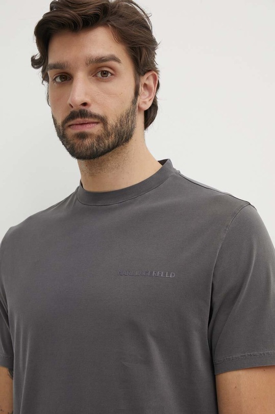 Бавовняна футболка Karl Lagerfeld сірий 542252.755172