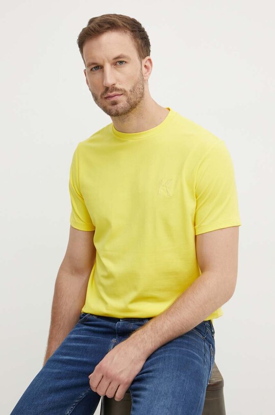 Karl Lagerfeld t-shirt z elastanem żółty 542221.755890