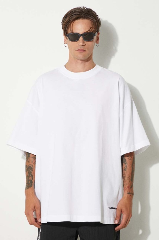 Carhartt WIP t-shirt bawełniany Link Script T-Shirt gładkie biały I031373.00AXX