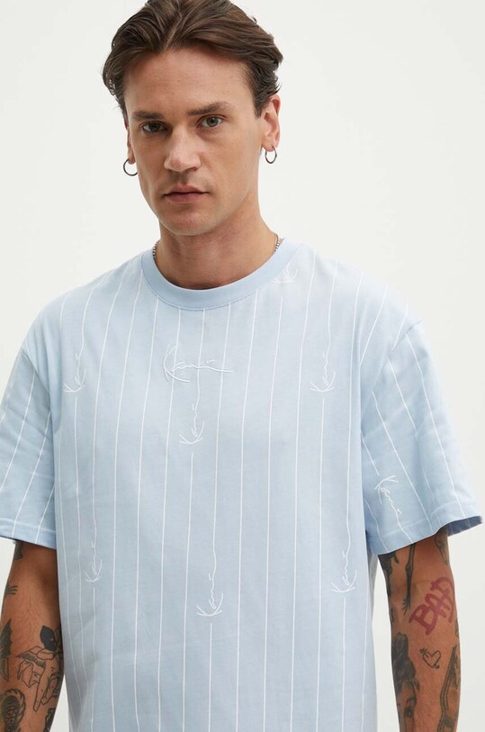 Karl Kani t-shirt bawełniany wzorzyste niebieski 6060323