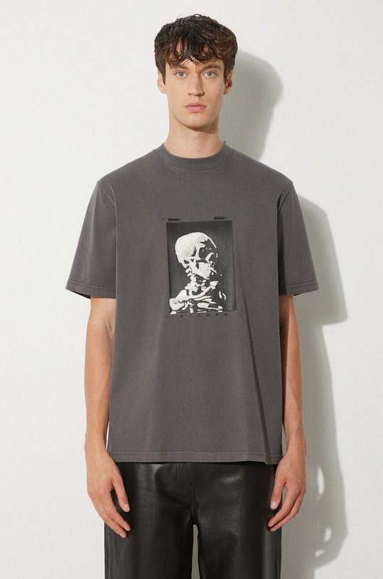STAMPD t-shirt in cotone Skeleton Garment Dye Relaxed Tee V2 regolare grigio SLA.M3247TE.DKG