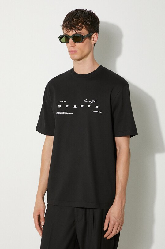 Βαμβακερό μπλουζάκι STAMPD Van Gogh Relaxed Tee μαύρο SLA.M3248TE.BLK