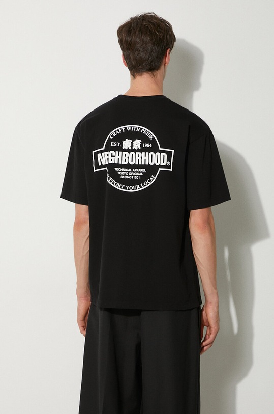 NEIGHBORHOOD cotton t-shirt NH . Tee black 241PCNH.ST04