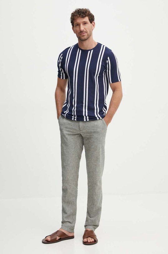 Lindbergh tricou din bumbac 30.400009.DKBLUE bleumarin SS24