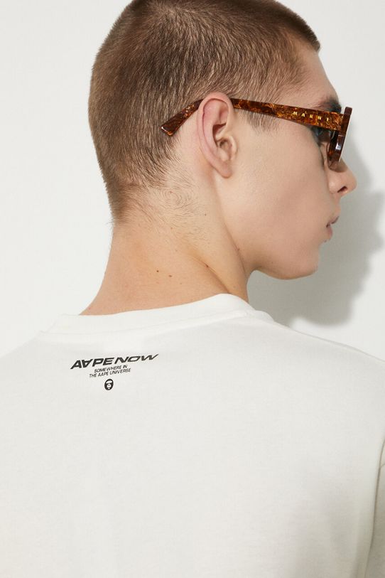 Хлопковая футболка AAPE Tee AAPTEM1413XXM бежевый