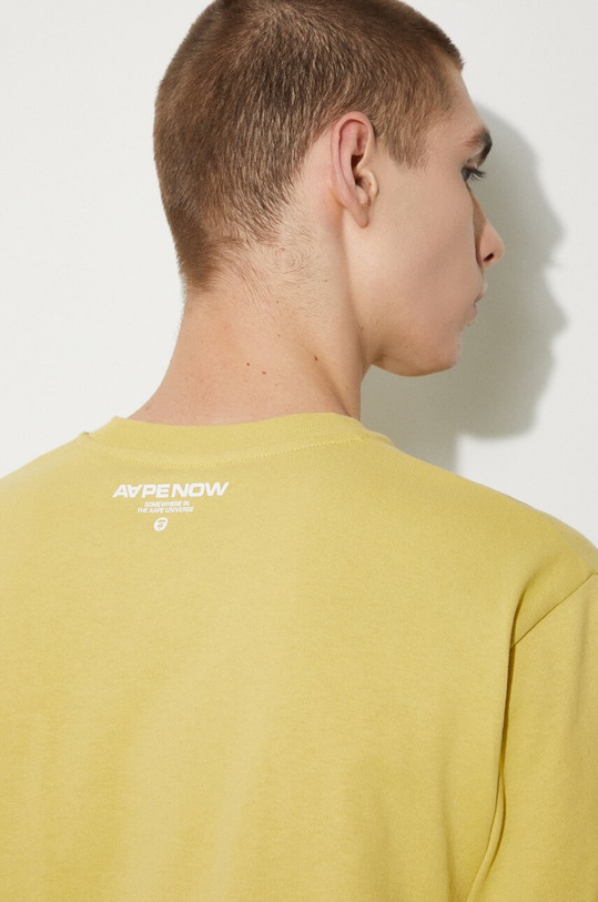 AAPE t-shirt bawełniany Tee AAPTEM1413XXM żółty