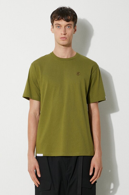 AAPE tricou din bumbac Tee verde AAPTEM1413XXM