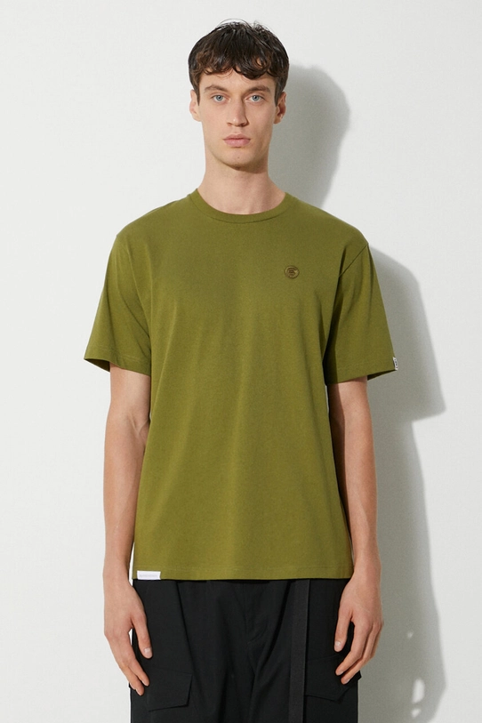 AAPE tricou din bumbac Tee verde AAPTEM1413XXM