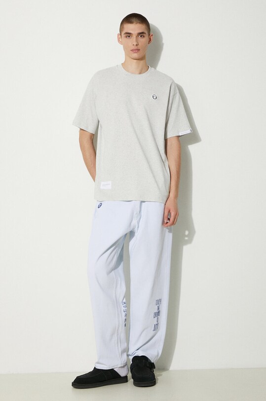 Памучна тениска AAPE AAPTEM1414XAM сив SS24