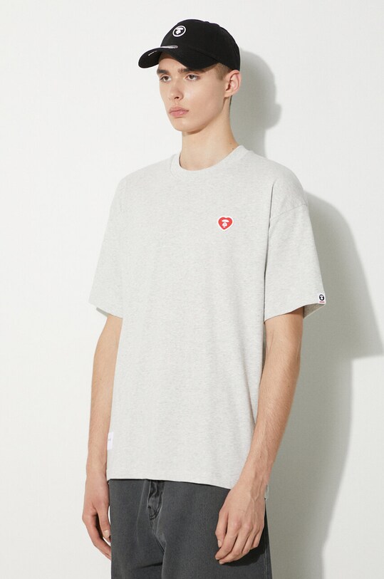 Bavlněné tričko AAPE Heart Tee šedá AAPTEM1417XAM