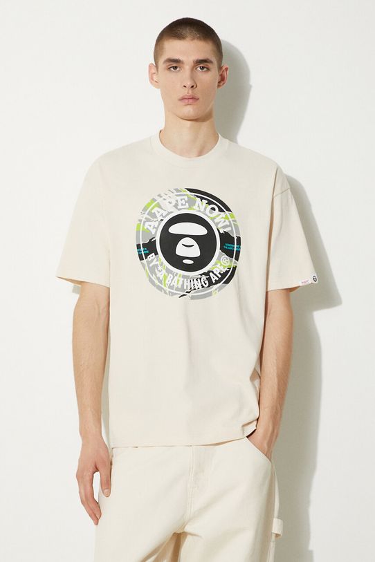 Pamučna majica AAPE Basic Tee relaxed bež AAPTEM1444XXM