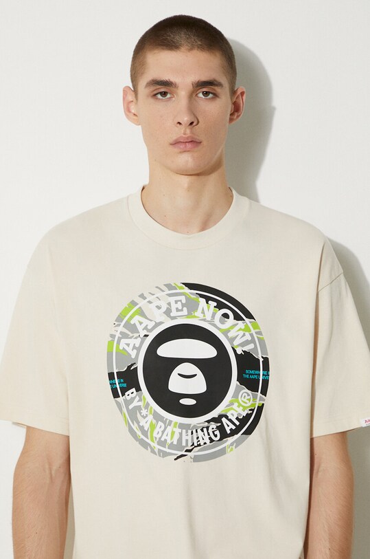 Βαμβακερό μπλουζάκι AAPE Basic Tee AAPTEM1444XXM μπεζ