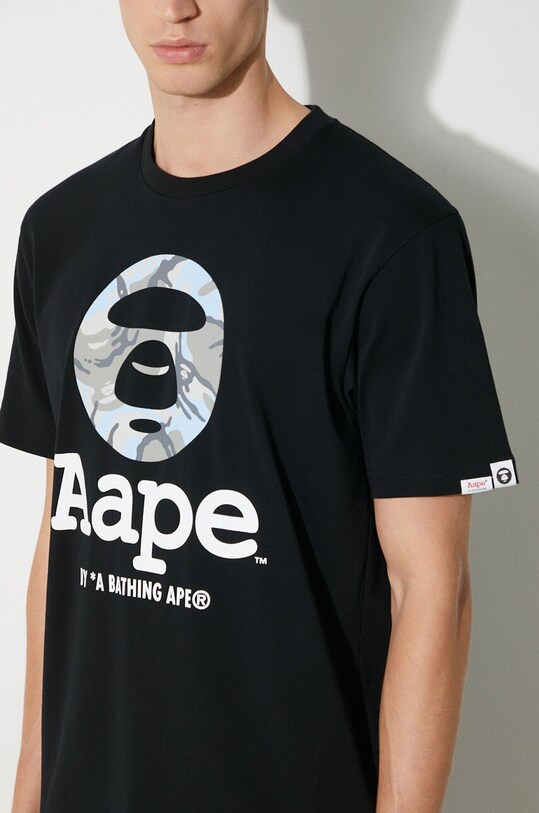 AAPE cotton t-shirt Basic Tee regular black AAPTEM1445XXM