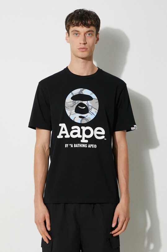 AAPE cotton t-shirt Basic Tee black AAPTEM1445XXM