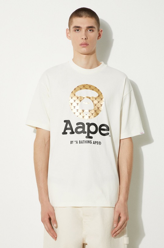 Bavlněné tričko AAPE Basic Tee relaxed béžová AAPTEM1446XXM