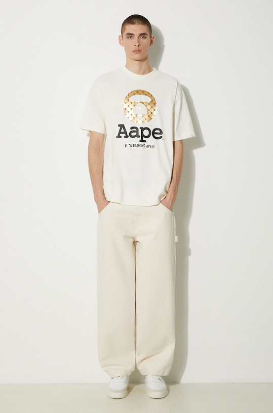Bavlněné tričko AAPE Basic Tee AAPTEM1446XXM béžová SS24