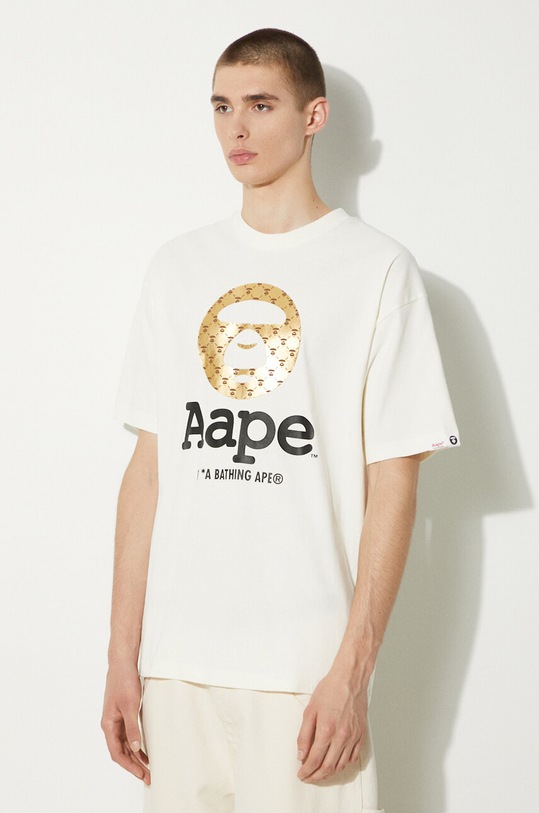 Bavlněné tričko AAPE Basic Tee béžová AAPTEM1446XXM