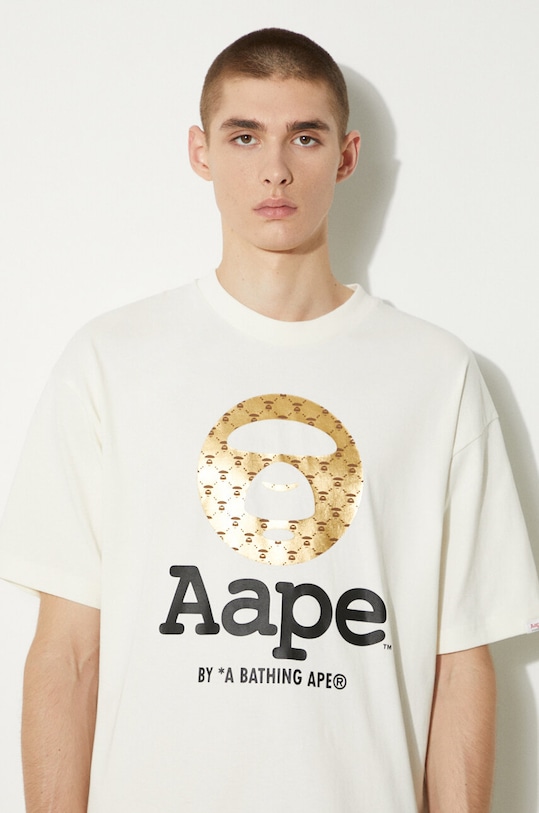 Bavlněné tričko AAPE Basic Tee AAPTEM1446XXM béžová