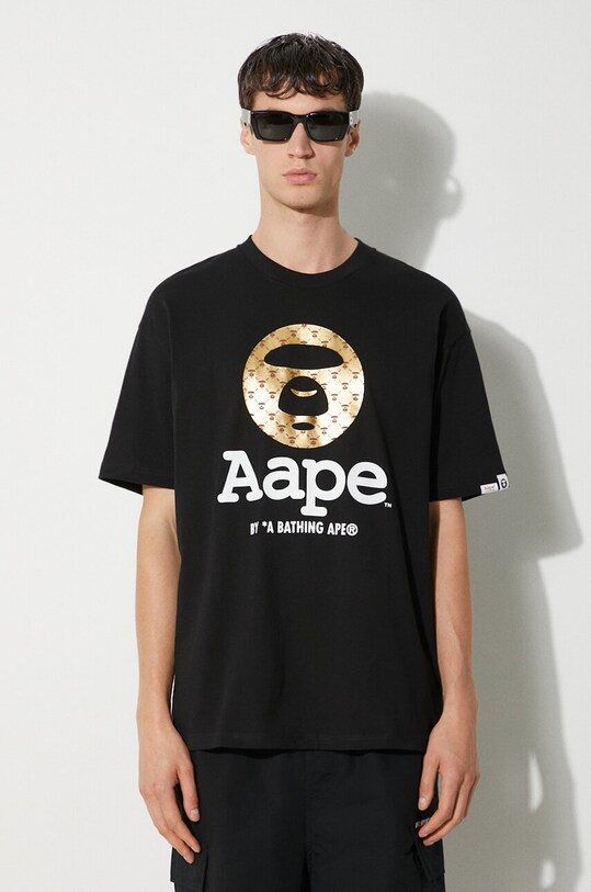 AAPE cotton t-shirt Basic Tee black AAPTEM1446XXM