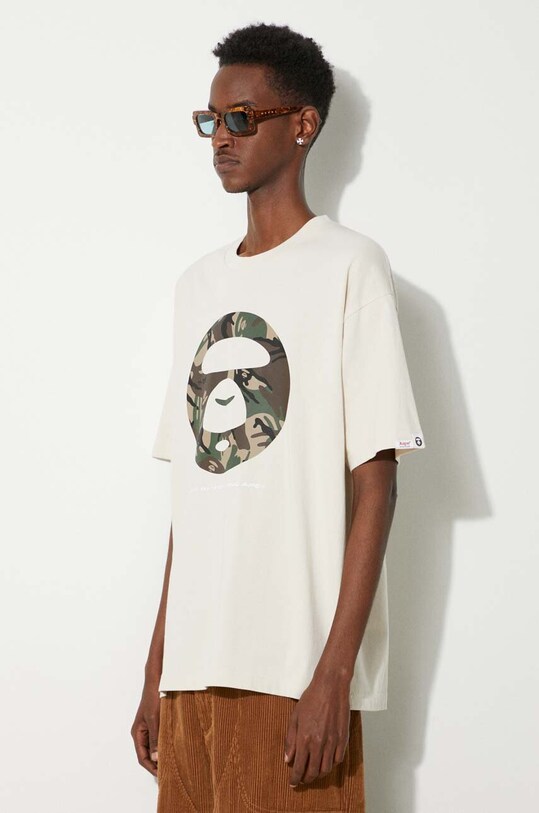 Памучна тениска AAPE Basic Tee бежов AAPTEM1448XXM