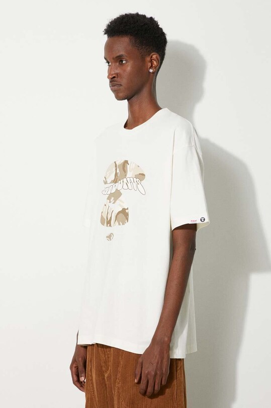 AAPE tricou din bumbac Basic Tee bej AAPTEM1458XXM
