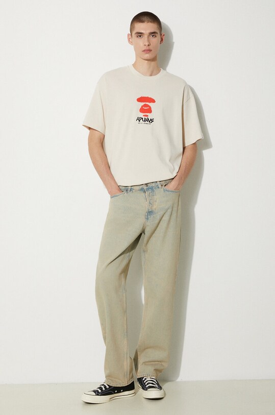 Bavlněné tričko AAPE Basic Tee AAPTEM1453XXM béžová SS24