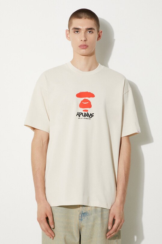 Oblečení Bavlněné tričko AAPE Basic Tee AAPTEM1453XXM béžová