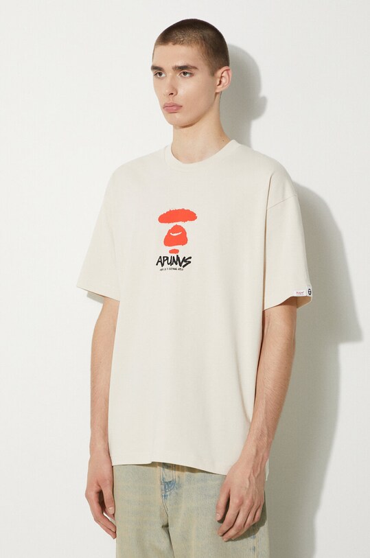 Bavlněné tričko AAPE Basic Tee béžová AAPTEM1453XXM