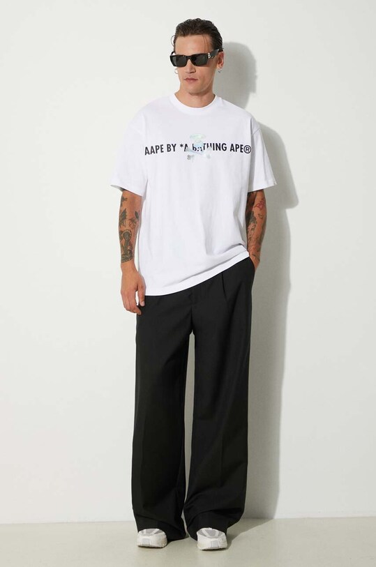 Хлопковая футболка AAPE Basic Tee AAPTEM1454XXM белый SS24