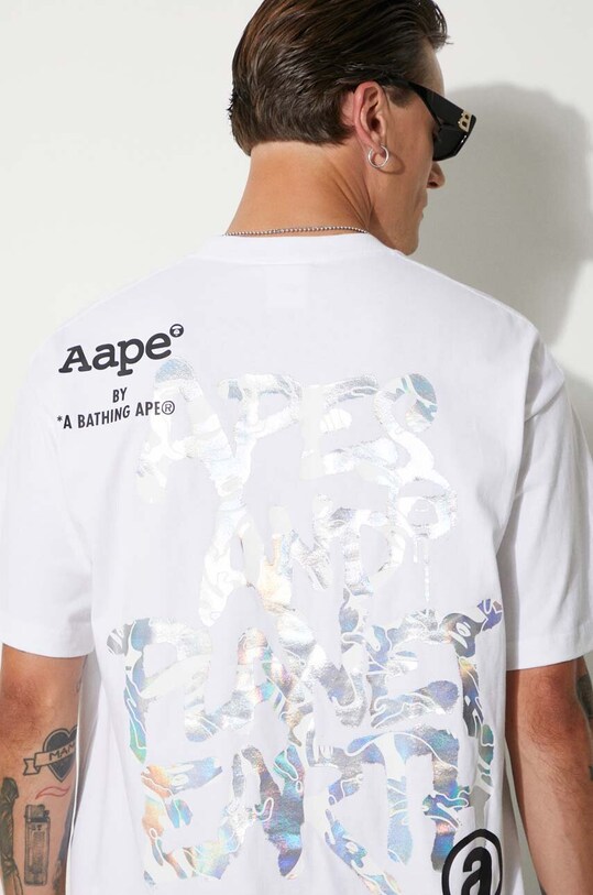 Хлопковая футболка AAPE Basic Tee AAPTEM1454XXM белый