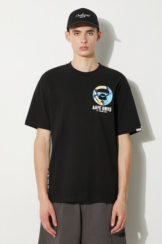 Одежда Хлопковая футболка AAPE Basic Tee AAPTEM1455XXM чёрный